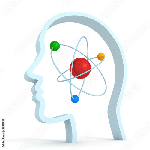 atom molecule science symbol brain human head photo