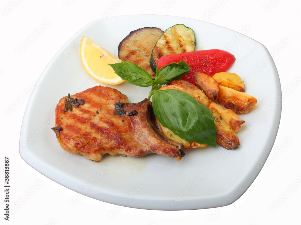grilled pork loin with vegetables grilled pork loin with vegetables