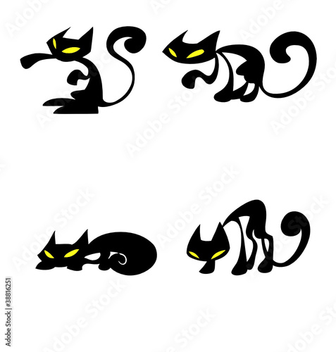 black cat silhouette set