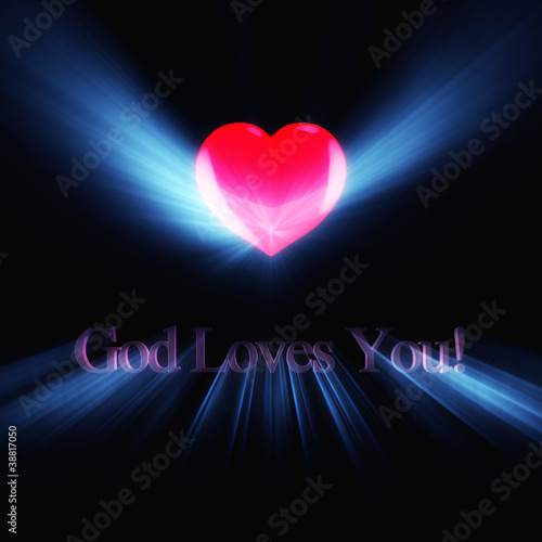Glowing inscription God Loves You