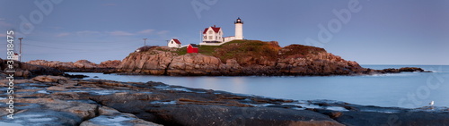 Nubble Lighthouse at sunset, Cape Neddick, Maine, USA