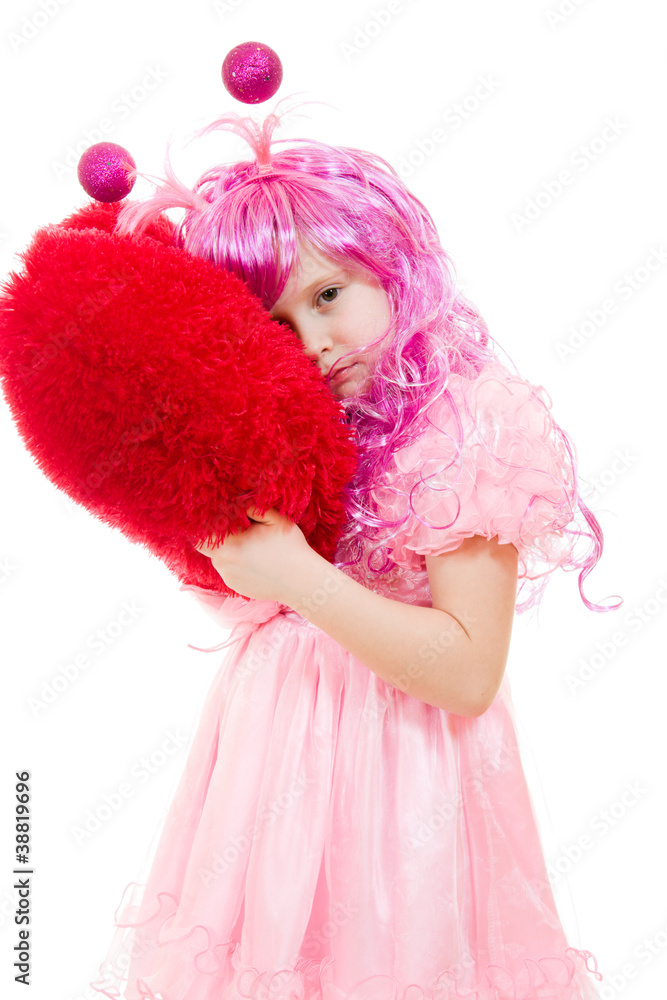 Fototapeta premium A girl with pink hair and a pink dress