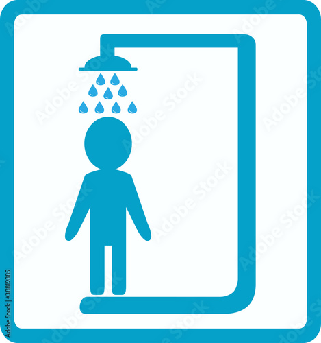 symbol of shower room with man silhouette