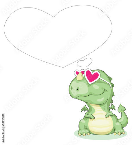 Cartoon dragon in love