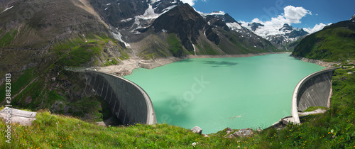Kaprun Dam, lake and Alps