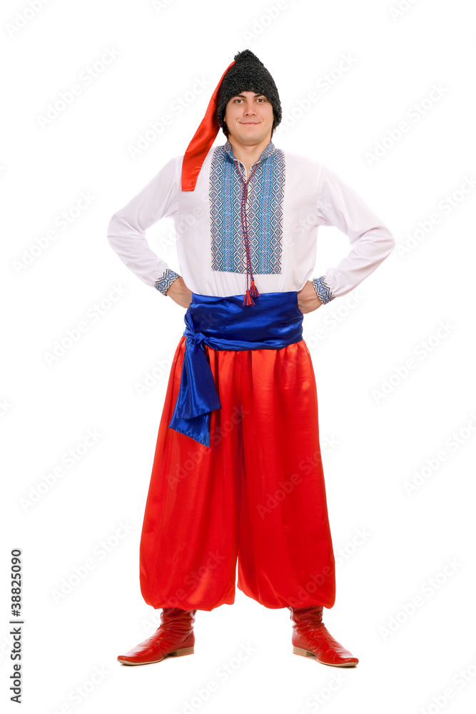 man in the Ukrainian national costume. Isolated