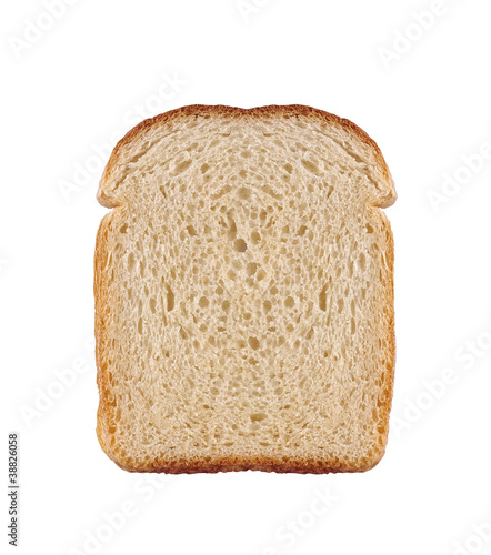 one slice of wheat bread isolated on white