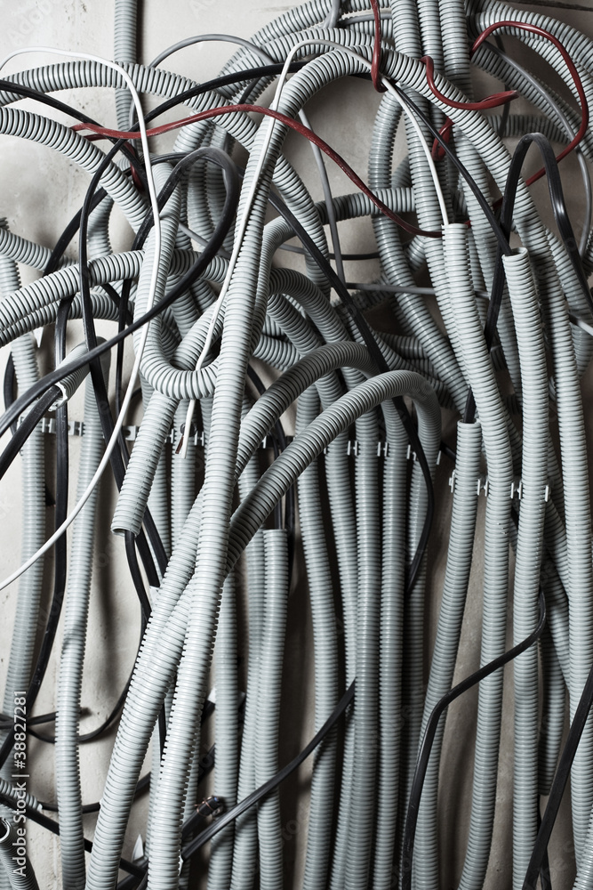 Electric wires on wall Electric wires on wall