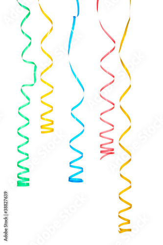 beautiful colorful streamers isolated on white