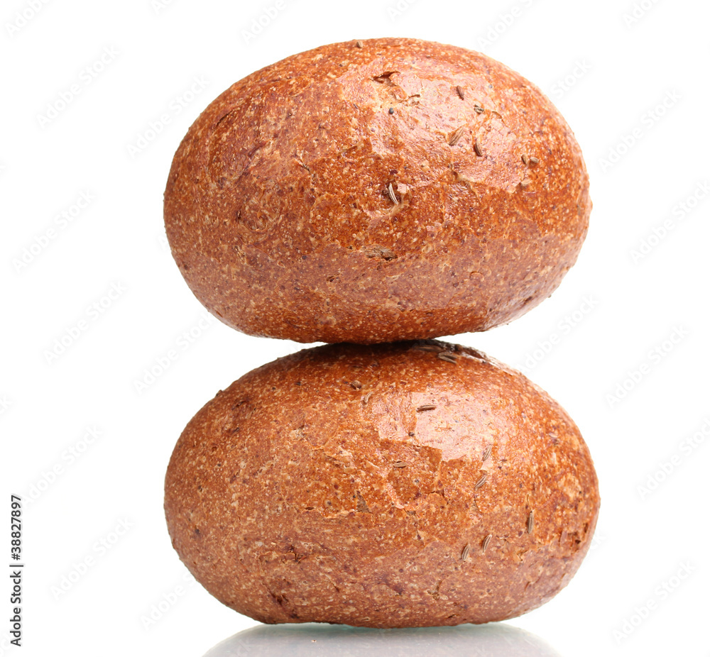 delicious rye buns isolated on white delicious rye buns isolated on white