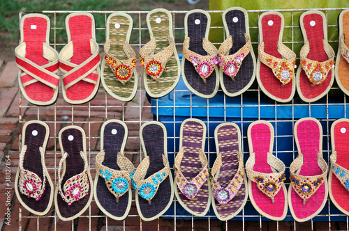 Colorful handmade straw sandal
