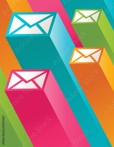 Colorful Illustration with 3d Mail Icons