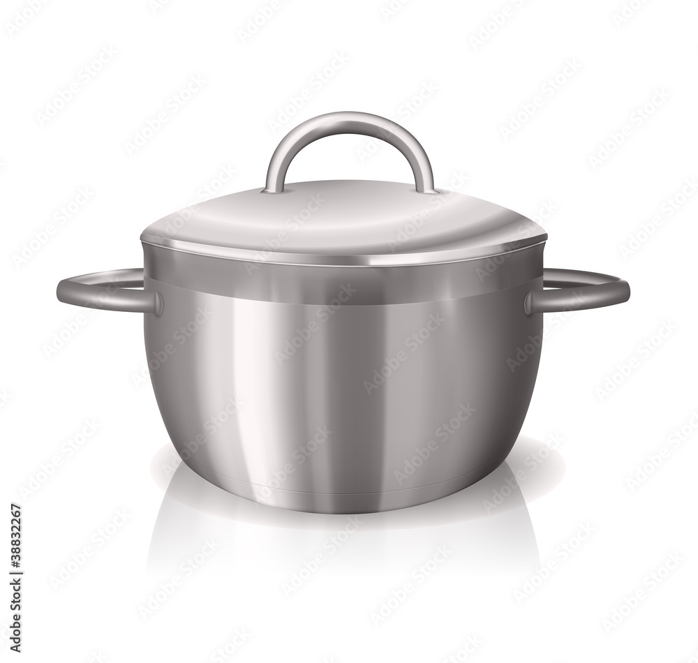 Vector steel pan with reflections and shadows on white Vector steel pan with reflections and shadows on white