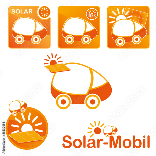 Solar-Mobil / Solarauto – Icons / Logos