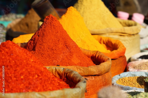 Traditional spices market in India. photo