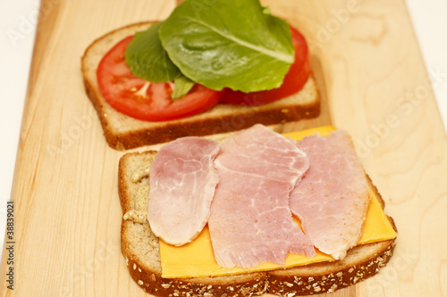 Ham and Cheese Sandwich with Tomato and Lettuce