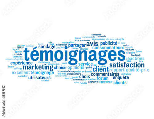 Nuage de Tags "TEMOIGNAGES" (vote avis clients bouton mots-clés)