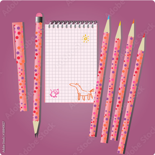 pen, pencil and notepad