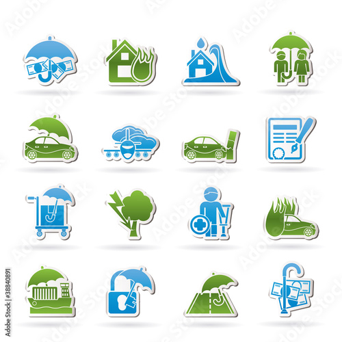 Insurance and risk icons - vector icon set