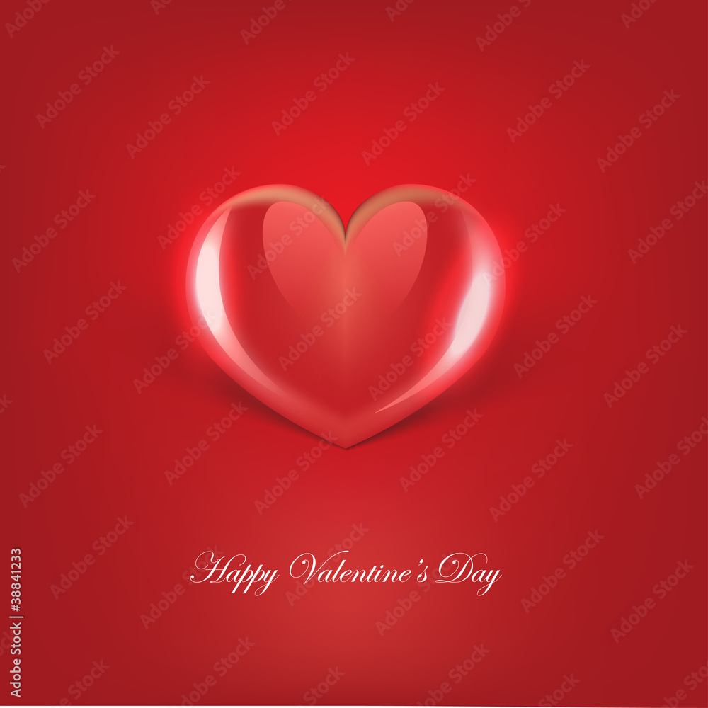 Valentines Day Greeting Card with Glossy Heart Valentines Day Greeting Card with Glossy Heart