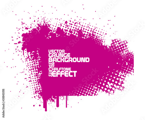 abstract pink grunge background with splats and halftone effect