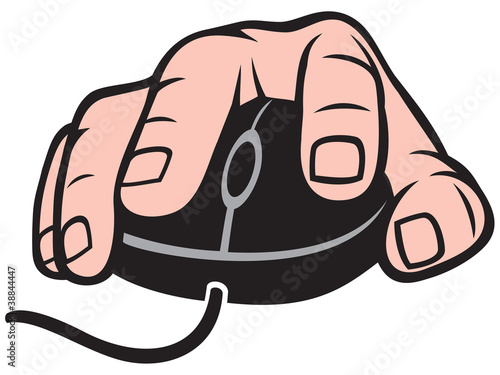 hand and computer mouse