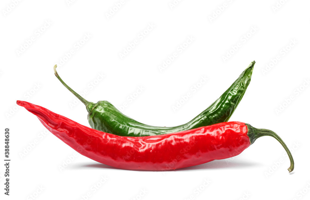 Red green chili pepper isolated