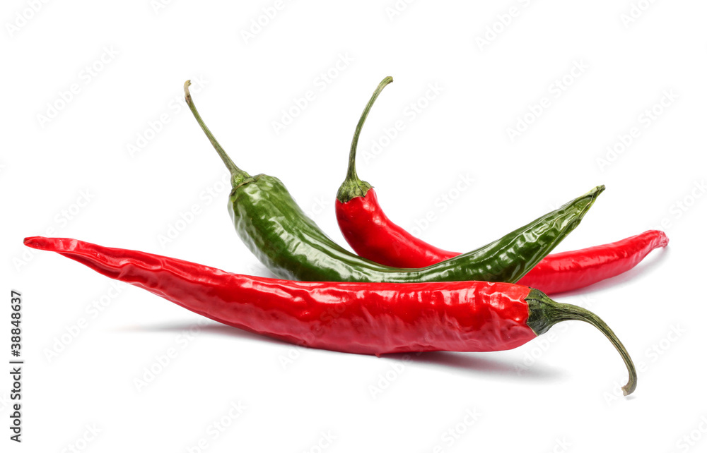 Red green chili peppers isolated Red green chili peppers isolated