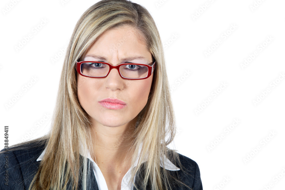 Frau Model Gesicht Business Gesicht skeptischer Blick Porträt