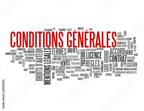 Nuage de Tags "CONDITIONS GENERALES" (vente contrat utilisation)