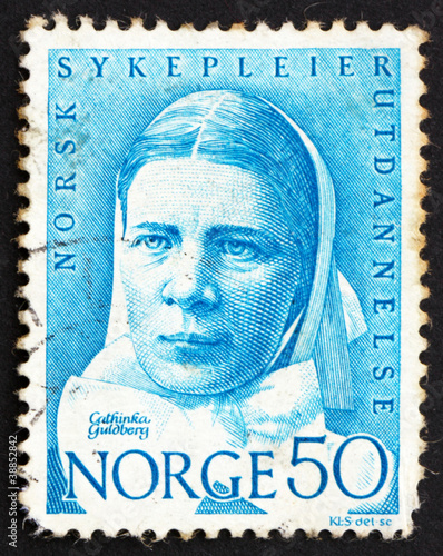 Postage stamp Norway 1968 Cathinka Guldberg, nurse photo