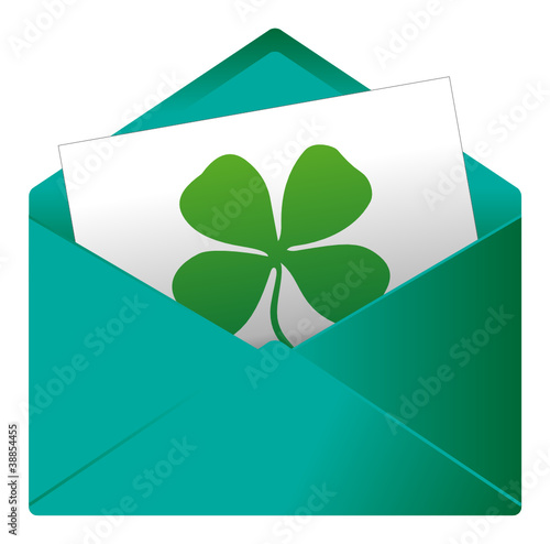 Courrier, email, message, invitation, enveloppe, trèfle, jeu