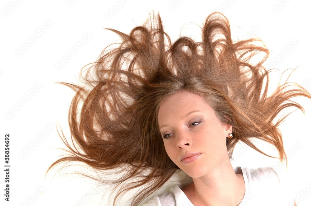 beautiful long-haired girl relaxing beautiful long-haired girl relaxing