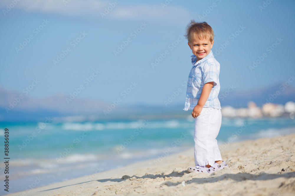 Little cute boy on the beach Little cute boy on the beach