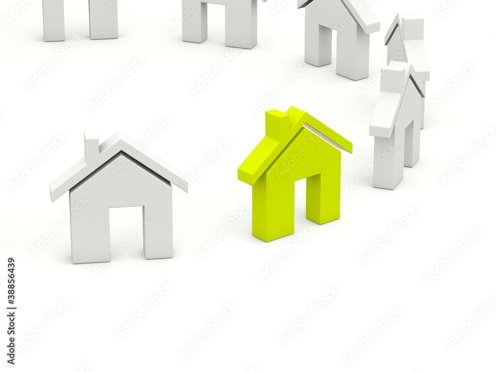 Green home symbol isolated on white Green home symbol isolated on white