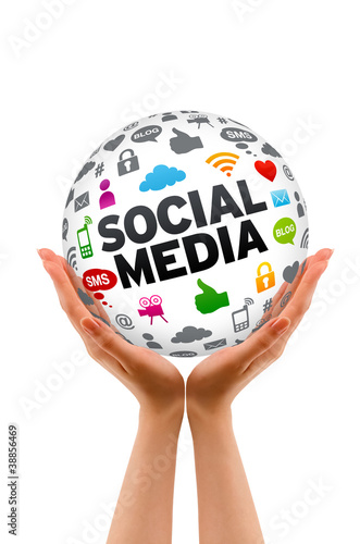 Hands holding a Social Media Sphere