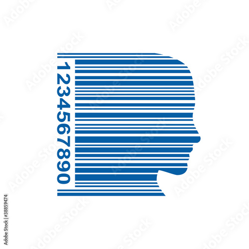 Logo head in a bar code # Vector