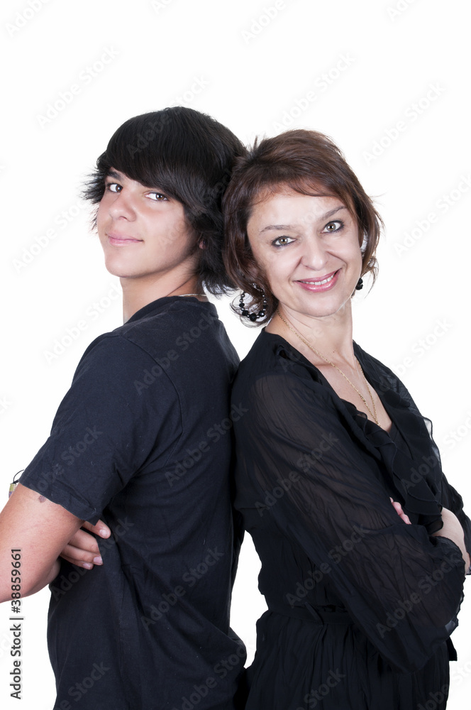 mother and son showing affection mother and son showing affection