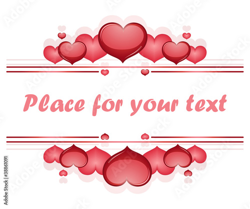 Valentine's day frame vector background with hearts