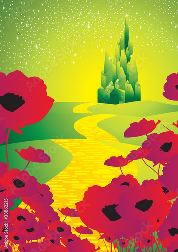 emerald city and poppies