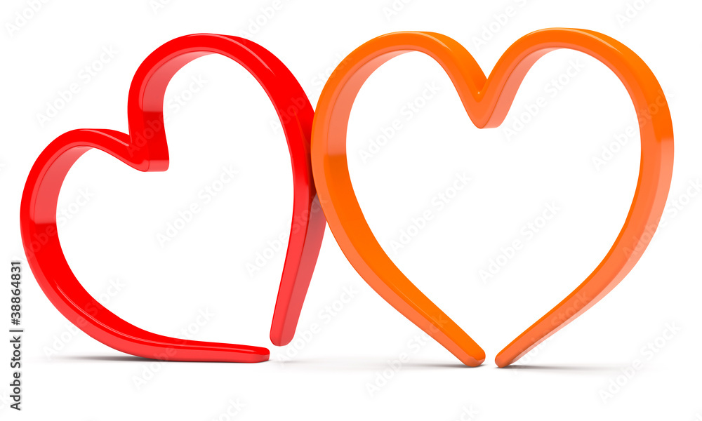 Two abstract hearts isolated on white background Two abstract hearts isolated on white background