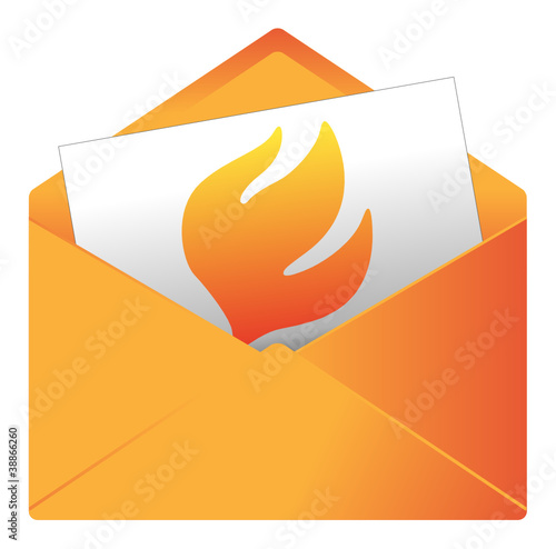 Courrier, email, message, invitation, enveloppe, feu, flamme