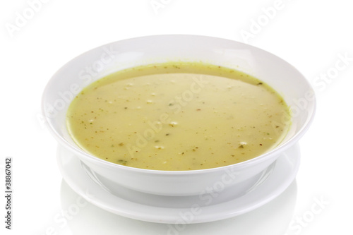 Tasty soup isolated on white