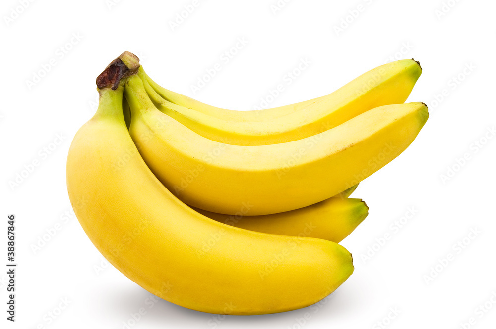 bunch of bananas on white background