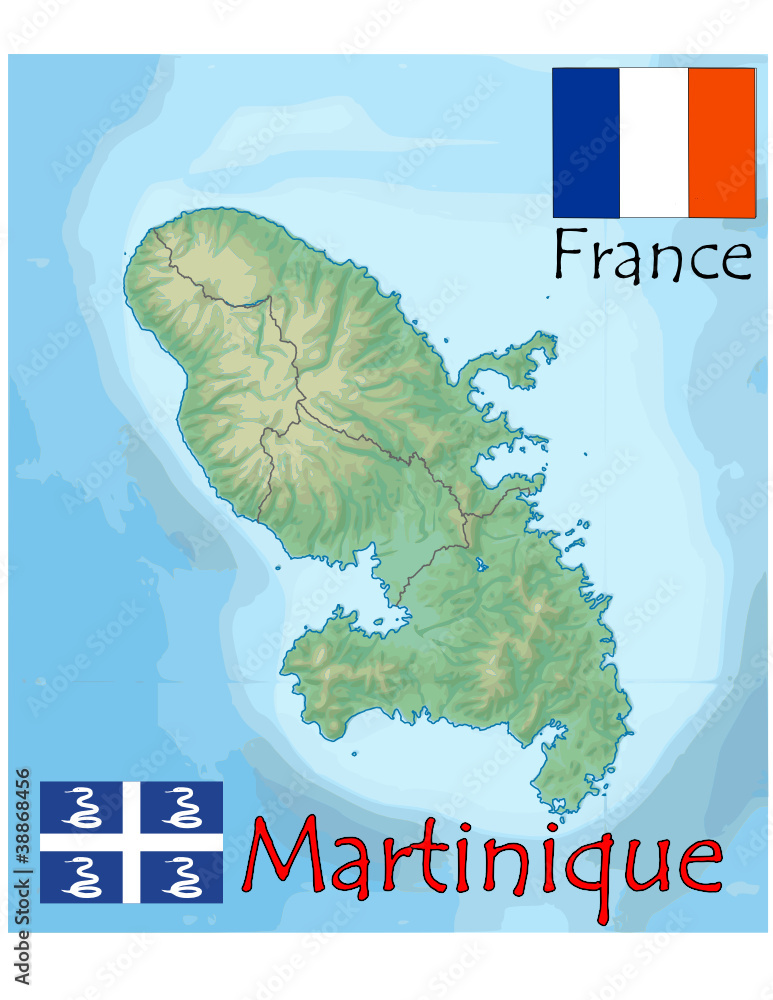 martinique france caribbean map flag emblem Stock Vector Adobe Stock