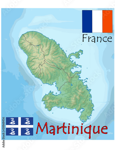 martinique france caribbean map flag emblem
