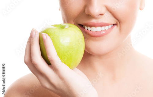 woman with an apple