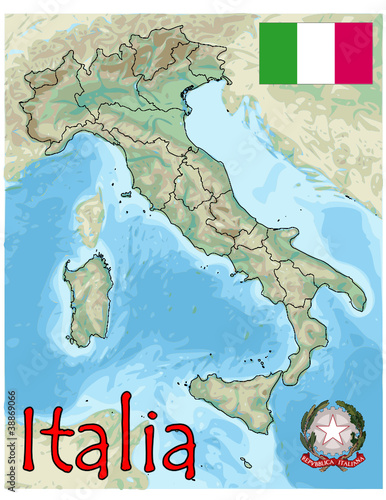italy italia europe map flag emblem