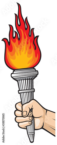Hand with flaming torch