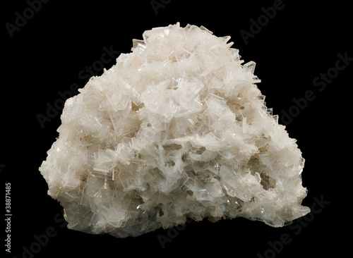 Tableau sur toile Barite crystals isolated on black. About 18 cm across.